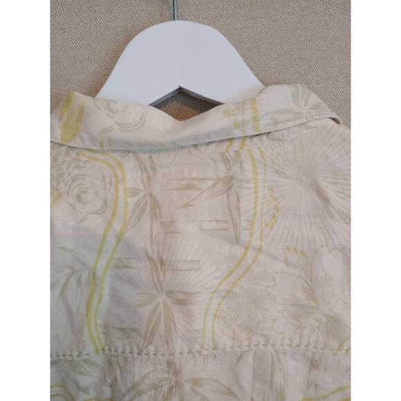 Tommy Bahama Shirt Mens XL Yellow Hawaiian 100% Silk Floral Fish Print Button Up - Picture 6 of 8